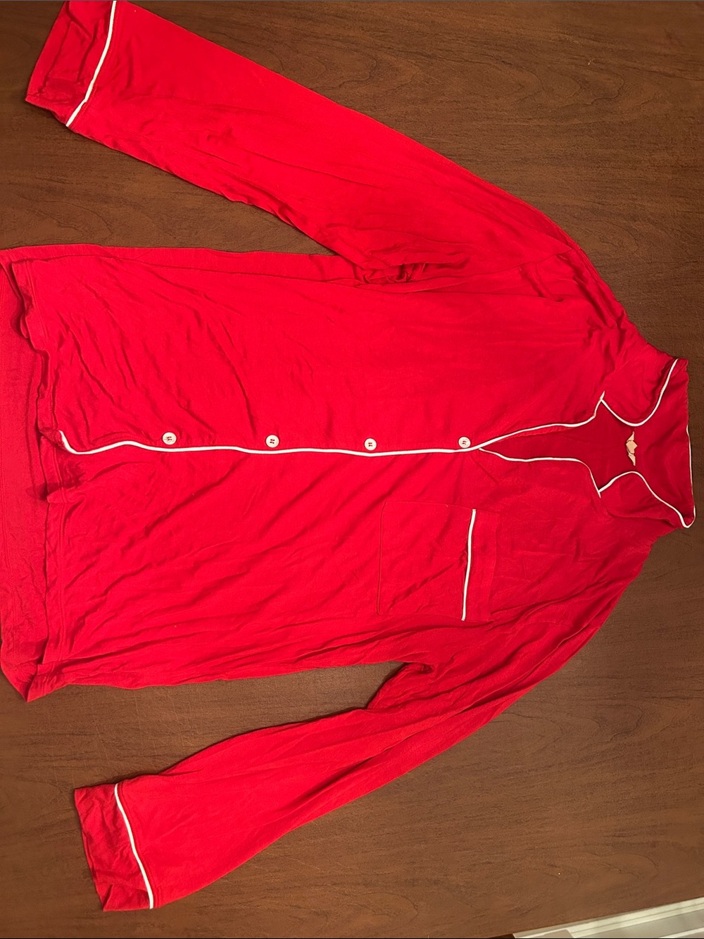Eberjey Women’s Red Long-Sleeve Button-Front Pajama Set (Top and Bottoms)